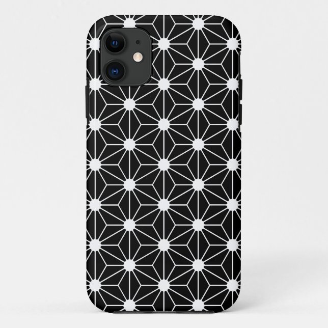 Asanoha schwarzes Blatt Case-Mate iPhone Hülle (Rückseite)