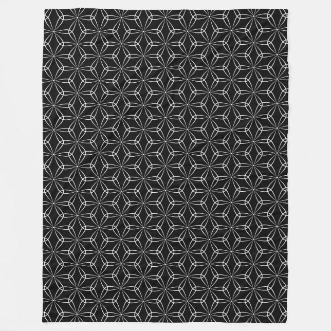 Asanoha Style 02 - White on Black Fleecedecke (Vorderseite)