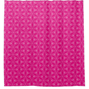 Asanoha Style V2 - White on Hot Pink e5007a Duschvorhang