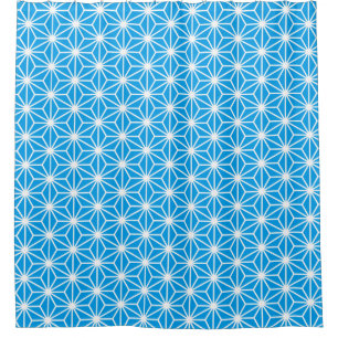 Asanoha Style - White on Blue 009dea Duschvorhang