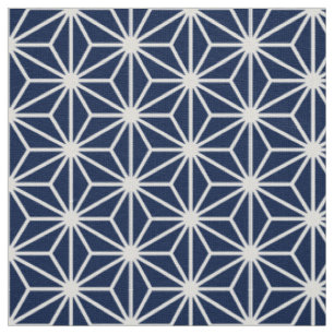 Asanoha Style - White on Dk Blue 001744 Stoff