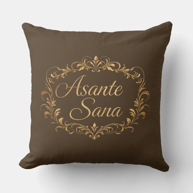 Asante Sana Espresso & Tan  – Rectangular Gilded F Kissen (Vorderseite)