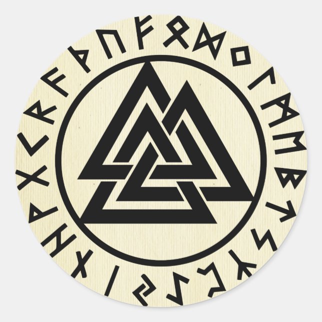 Asatru, alte nordische Religion, Symbole, odin & T Runder Aufkleber (Vorderseite)