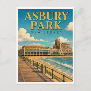 Asbury Park New Jersey Convention Hall GeoSaga Postkarte