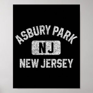 Asbury Park New Jersey Gym Style Weiß distressed Poster