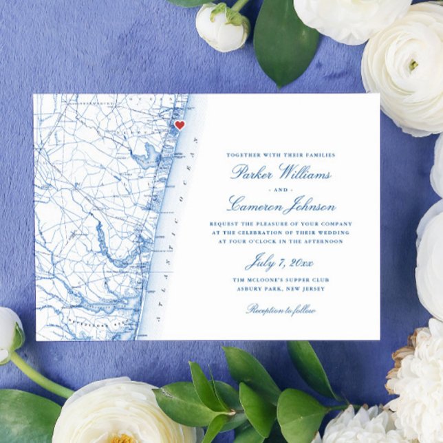 Asbury Park New Jersey Karte Elegante Hochzeit der (This Asbury Park New Jersey wedding invitation is perfect for your elegant Jersey Shore wedding)