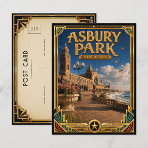 Asbury Park New Jersey Vintage Art Deco Golden Age Postkarte