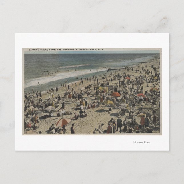 Asbury Park, NJ - Bathing Scene from Boardwalk Postkarte (Vorderseite)