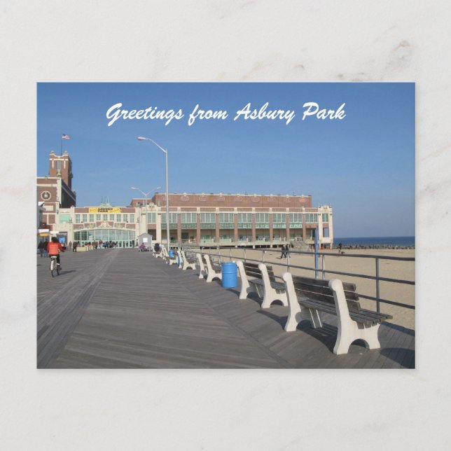 Asbury Park NJ Boardwalk Postkarte (Vorderseite)