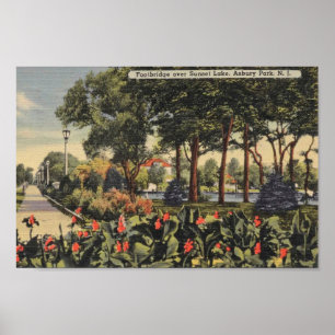 Asbury Park NJ, New Jersey, Sunset Lake, 1940s Poster
