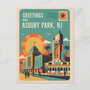 Asbury Park NJ Retro Whimsisch Postkarte