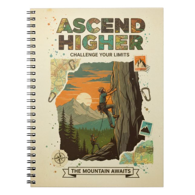 Ascend Higher Mountain Climbing Adventure Art Notizblock (Vorderseite)