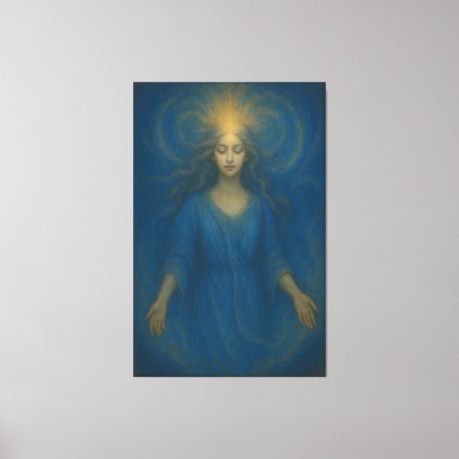 Ascension Light Goddess – Golden Awakening Spirit  Leinwanddruck (Vorderseite)