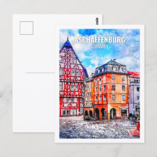 Aschaffenburg Deutschland Wasserfarbskizze Postkarte