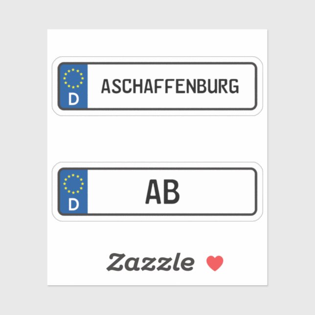 Aschaffenburg kennzeichen, deutscher Führerschein Aufkleber (Blatt)