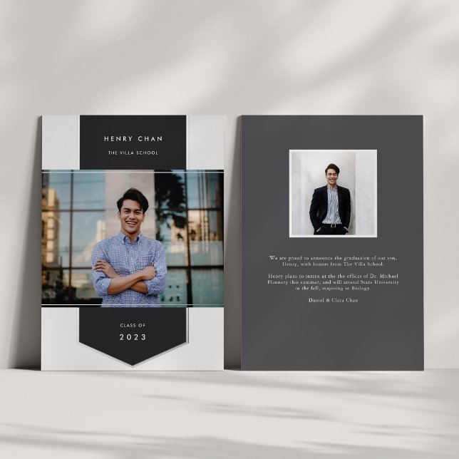 Asche | Foil Banner Foto Abschluss Folieneinladung (Von Creator hochgeladen)