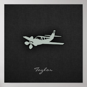 Asche-Grau-Flugzeug Poster