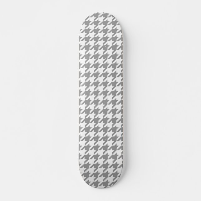 Asche Grau-Weiß-Hahnentrittmuster Karo Skateboard (Vorne)