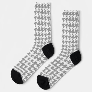 Asche Grau-Weiß-Hahnentrittmuster Karo Socken