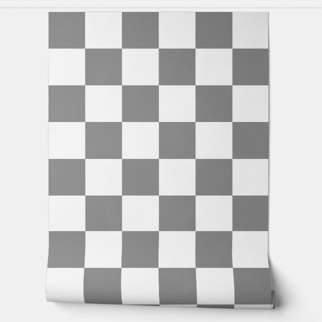 Asche-Grau-Weiß-Schachbrett Tapete (Abrollen)