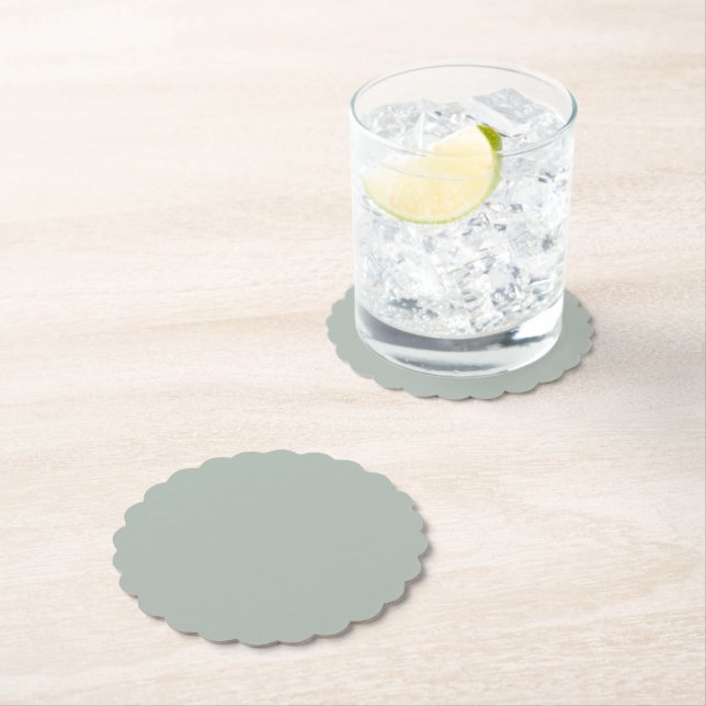 Asche Gray Scalloped Round Paper Untersetzer (Vor Ort)
