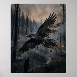 Asche Rabe Verbrannter Wald Himmel Poster