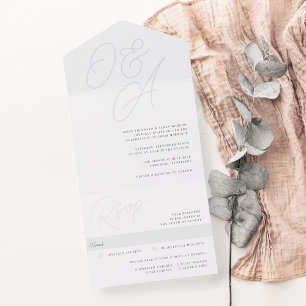 Asche   Skript-Wasserzeichen-Monogramm-Hochzeit All In One Einladung