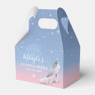 Ascheneinzel Schuh Hellblau und Rosa Quinceañera Geschenkschachtel