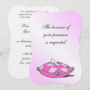 Ascheneinzelner Schuh Rosa Kissen Hochzeitseinladu Einladung