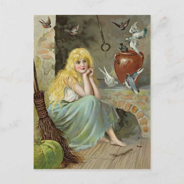 Aschenputtel am Feuer CC1169 Jenny Nyström Postkarte (Vorderseite)