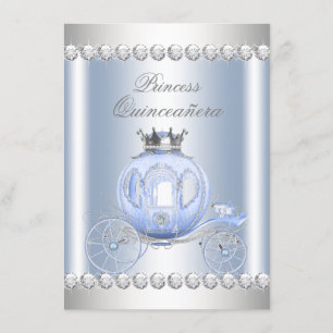 Aschenputtel Blaue Silberne Prinzessin Quinceanera Einladung