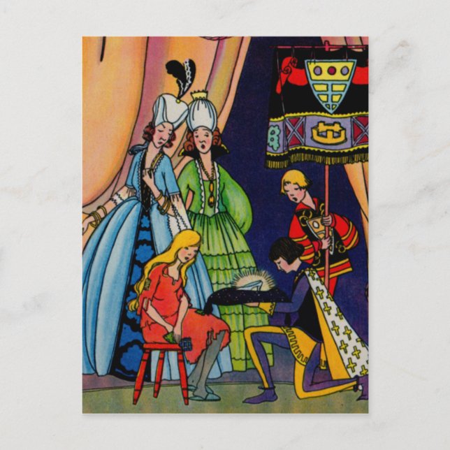 Aschenputtel, der Prinz und die Scheibe Postkarte (Vorderseite)