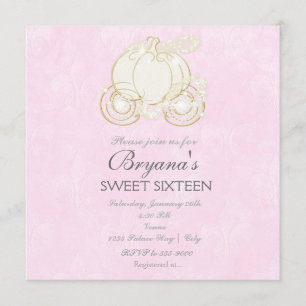 Aschenputtel Goldene Kutsche Rosa Prinzessin Einla Einladung
