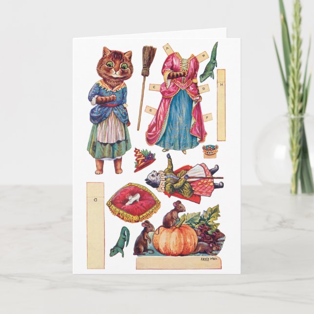 Aschenputtel, Papierpuppe, Louis Wain Karte (Vorderseite)