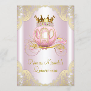 Aschenputtel Rosa Gold Prinzessin Quinceanera Einladung