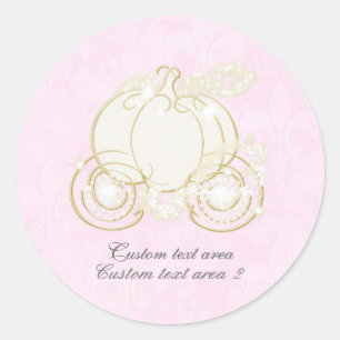 Aschenputtel Rosa & Gold Prinzessinnen-Kutsche Fav Runder Aufkleber