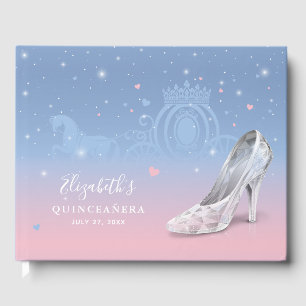 Aschenputtel Schuh Hellblau und Rosa Quinceañera Gästebuch