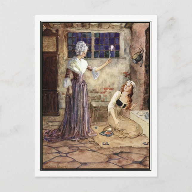 Aschenputtel und Fairy Godmutter - Millicent Sower Postkarte (Vorderseite)