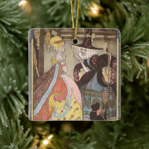 Aschenputtel und gute Fee, Vintage Märchen Keramikornament