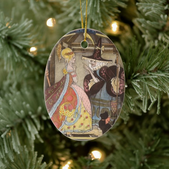 Aschenputtel und Märtyrerin, Vintage Märchen Keramikornament (Baum)