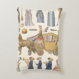 Aschenputtel, Vintage viktorianisches Papierspielz Dekokissen