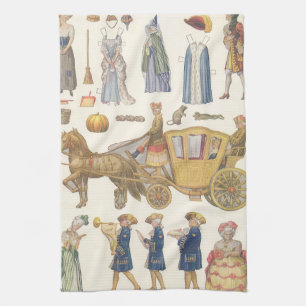 Aschenputtel, Vintage viktorianisches Papierspielz Geschirrtuch
