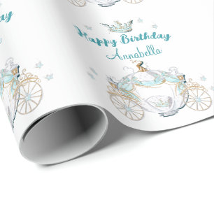 Ascheprinzessin Prinzessinnen Kutsche in Türkis un Geschenkpapier