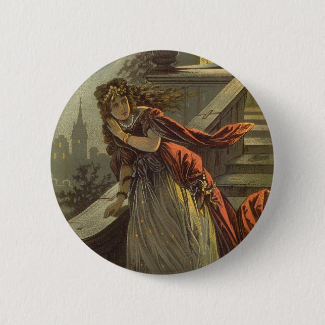 Ascheputtel auf Altmodisch, Viktorianische Märchen Button (Vorderseite)