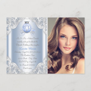 Ascheputtel Blaue Prinzessin Geburtstag Einladung
