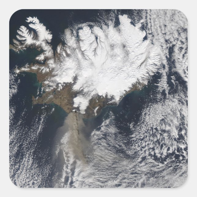 Aschewolke vom Vulkan Eyjafjallajokull, Island Quadratischer Aufkleber (Vorderseite)