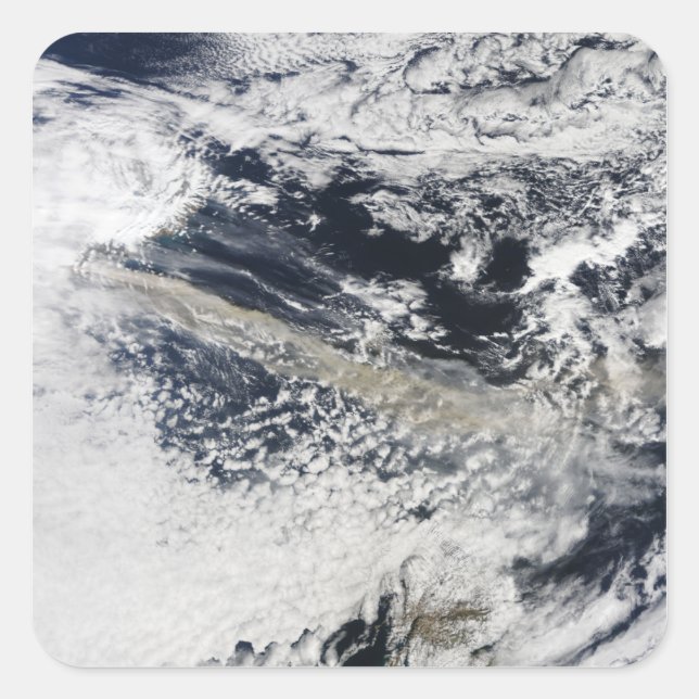 Aschewolke vom Vulkan Eyjafjallajokull Quadratischer Aufkleber (Vorderseite)