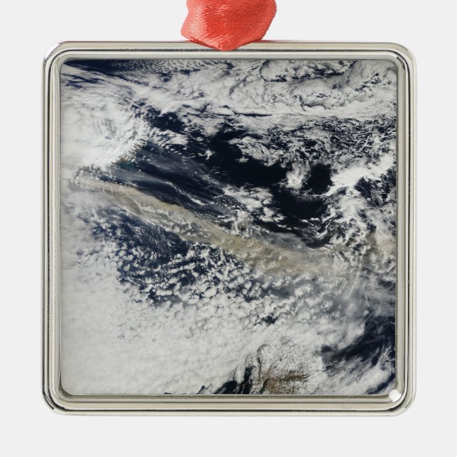Aschewolke vom Vulkan Eyjafjallajokull Silbernes Ornament (Vorne)