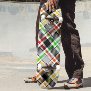 Aschgrau Schwarz Multicolor Flanell Kariert Tartan Skateboard