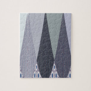 Aschgrauer Chevron-Punkte-Kunstprint